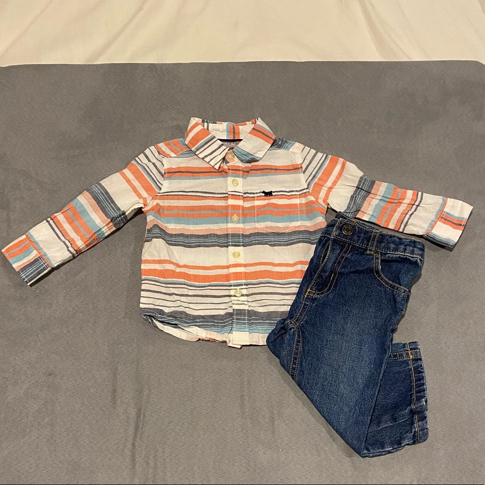 Carter’s 12 Month Boys Button Down Dress Shirt and Jeans